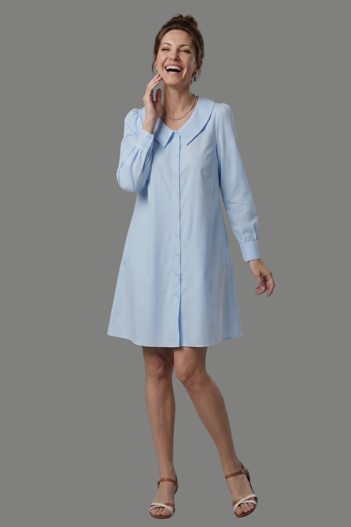 Opal | Button Front Collar Knee Length Dress