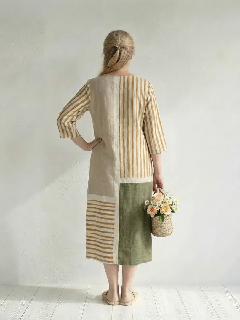 Soren | Light Mixed Stripe Midi Dress