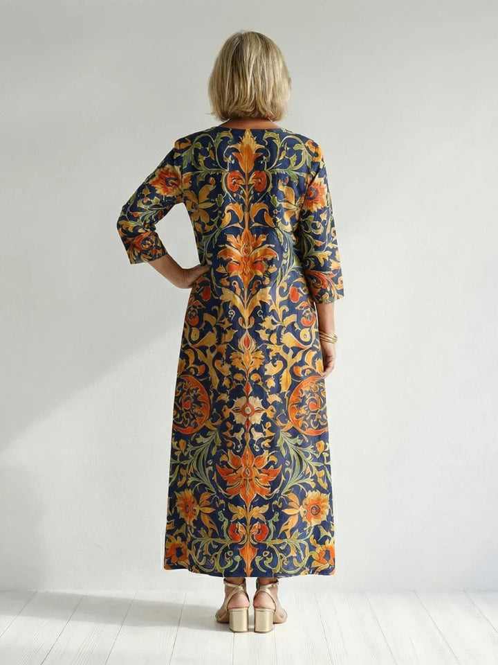 Elise | Clean Ornate Floral Midi Dress