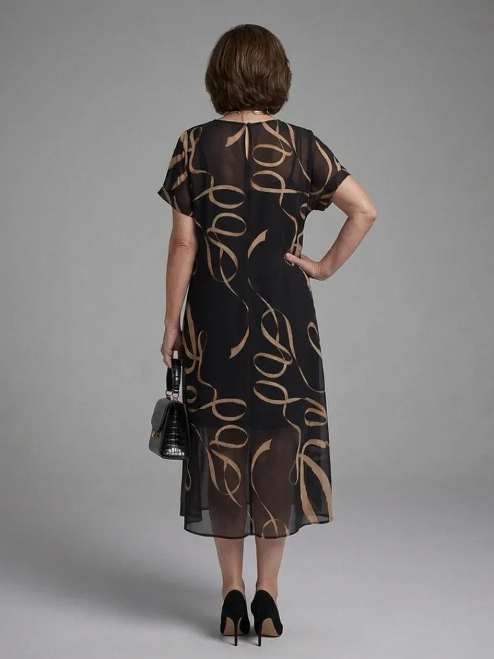 Adria | Short Sleeve Abstract Midi Dress
