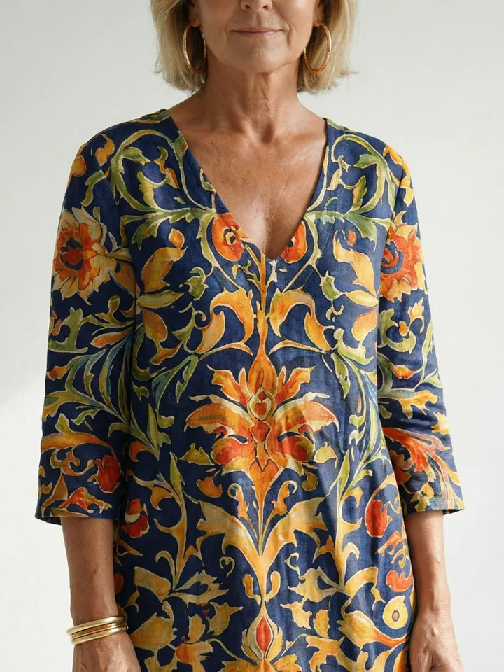 Elise | Clean Ornate Floral Midi Dress