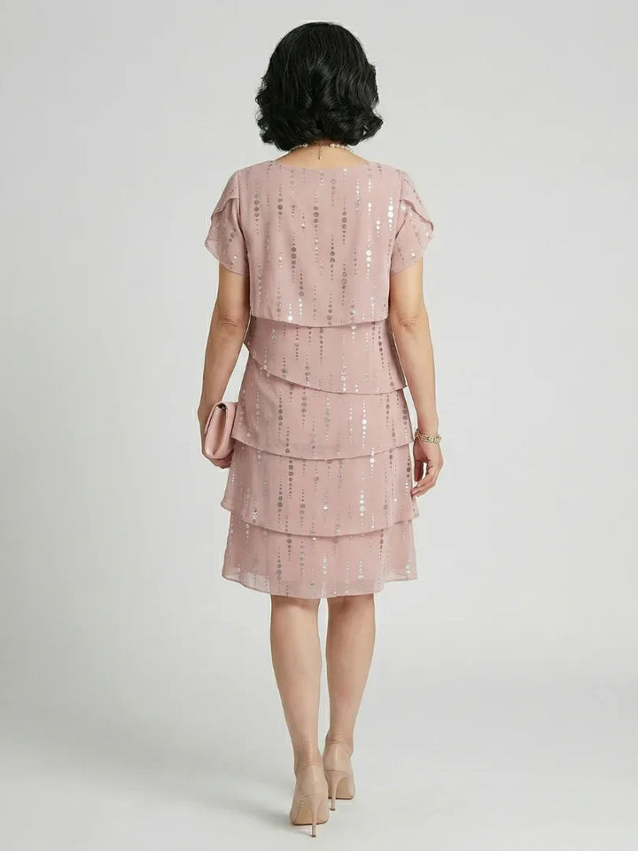 Makena | Poised Dot Line Knee Length Dress