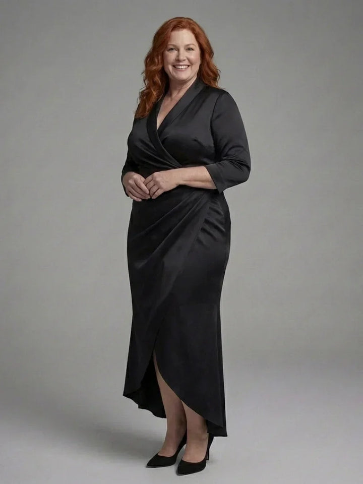 Celestine | Long Sleeve Wrap High Low Midi Dress
