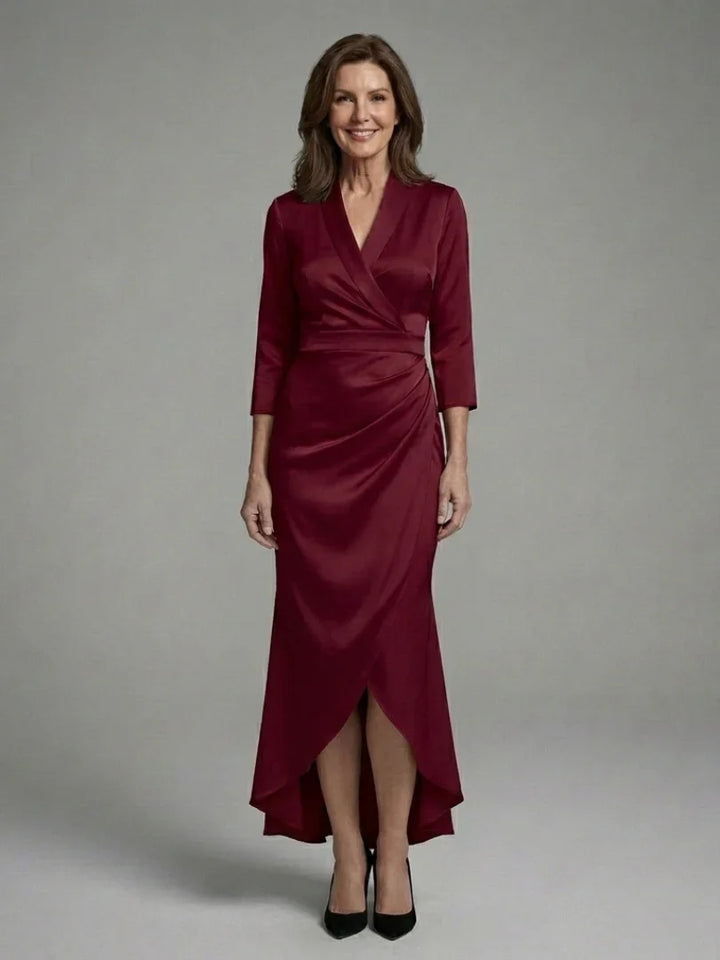 Celestine | Long Sleeve Wrap High Low Midi Dress