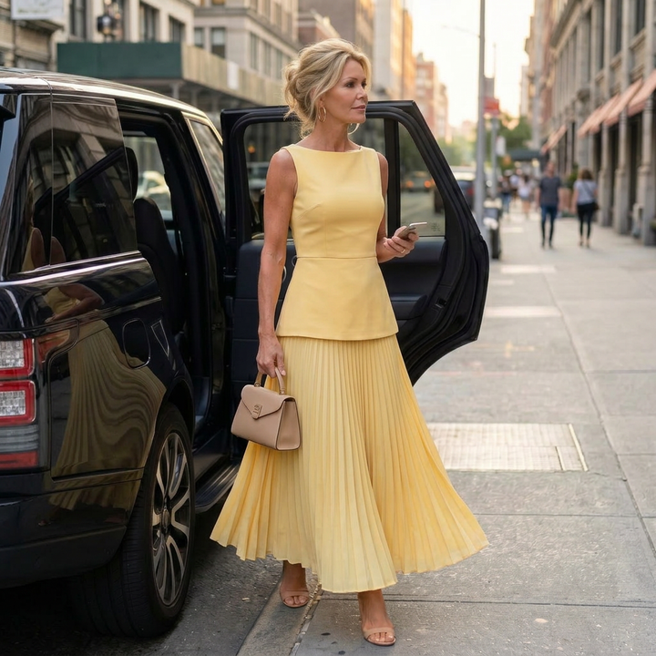 Rhodes | Structured Bodice Pleated Skirt Set
