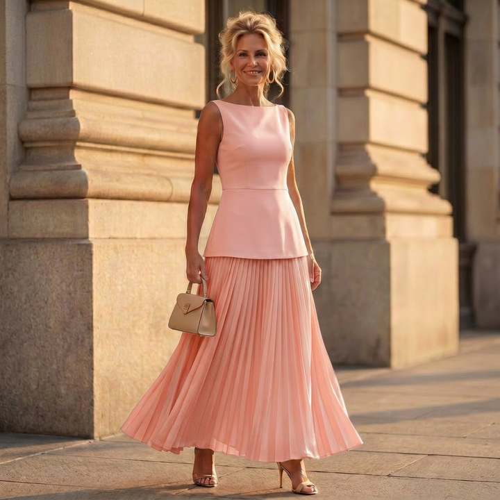 Rhodes | Structured Bodice Pleated Skirt Set