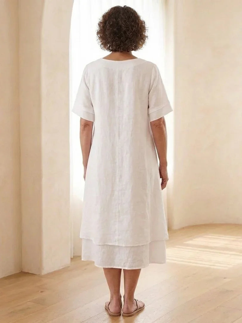 Cressida | Layered Short Sleeve Midi Dress